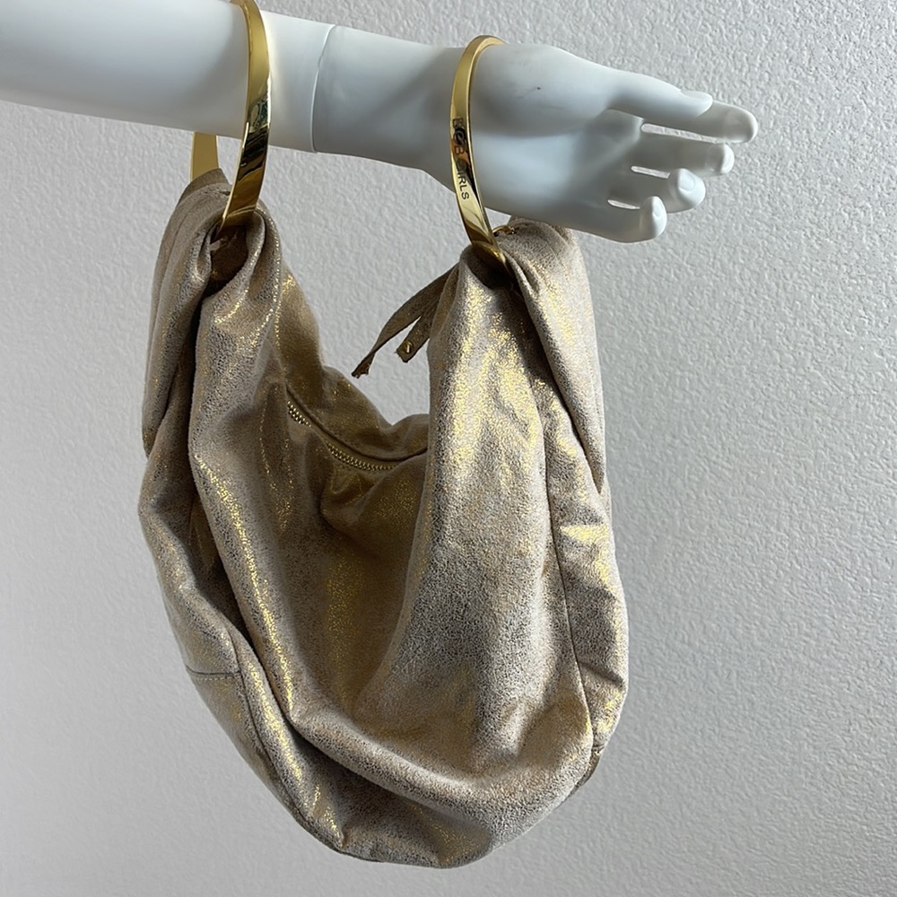 Bracelet hobo bag, BCBGirl gold vegan faux leather gold boho bag - Picture 5 of 16